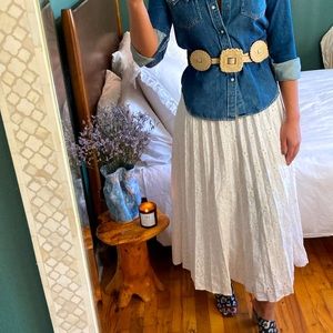 Zara, embroidered pleated midi skirt